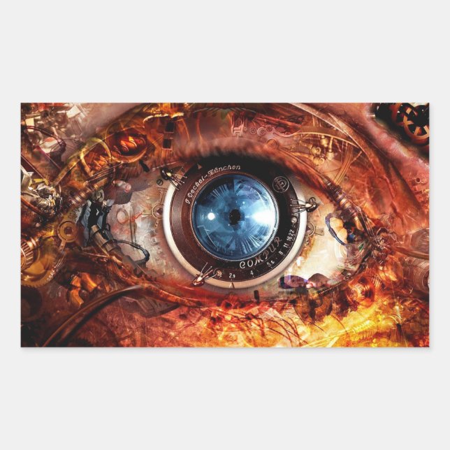 Steampunk Camera Eye Rectangular Sticker (Front)