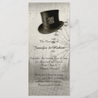 Steampunk Carnival Top Hat Wedding Program