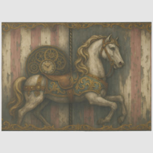 Steampunk Carousel Horse   Vintage Clockwork  Tissue Paper
