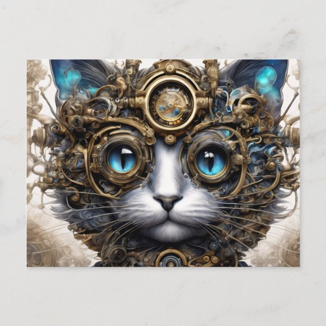 Steampunk Cat 2 Postcard (Front)