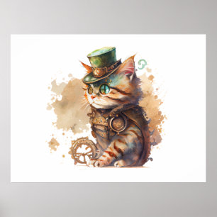 Steampunk Cat Adorable and Cute Poster