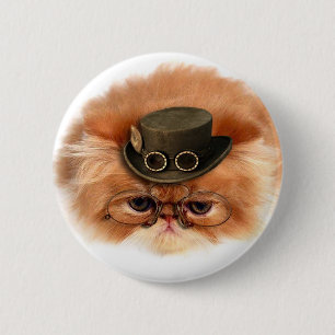Steampunk Cat Button