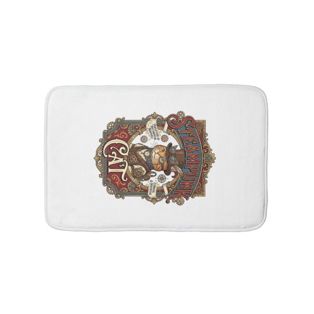 Steampunk Cat Cat Steampunk Vintage Bath Mat (Front)