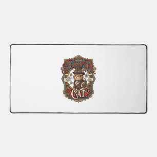 Steampunk Cat Cat Steampunk Vintage Desk Mat