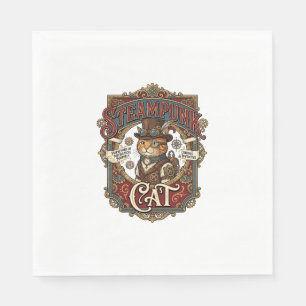Steampunk Cat Cat Steampunk Vintage Napkin