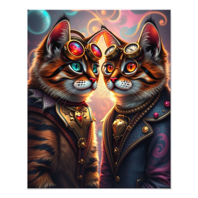 Steampunk Cat in goggles Photo Print (Front)
