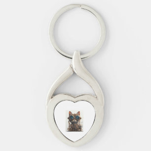 Steampunk Cat Inventor Key Ring