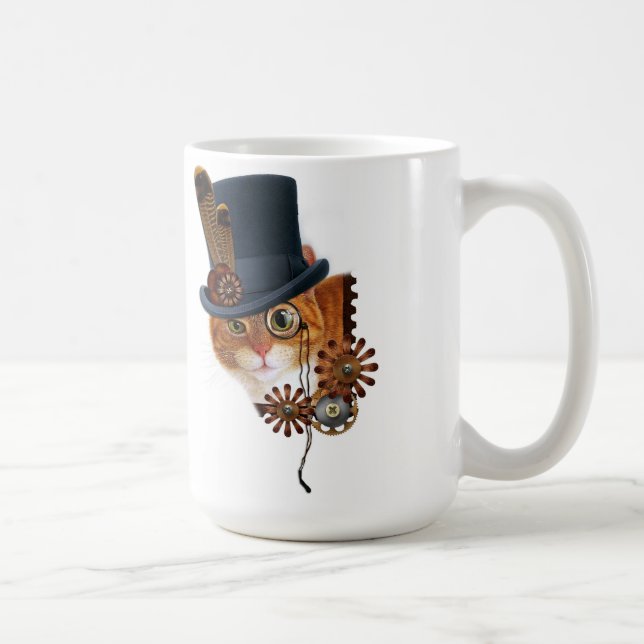 Steampunk Cat mag Coffee Mug (Right)