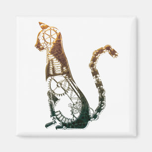Steampunk cat magnet