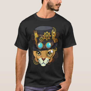 Steampunk Cat Mediaeval Mechanical Victorian Cute T-Shirt