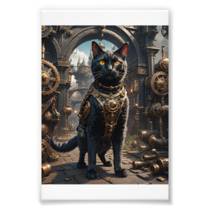 Steampunk Cat Photo Print