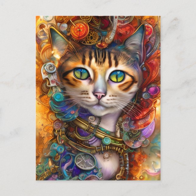 Steampunk Cat Postcard (Front)