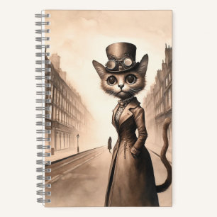 Steampunk Cat Spiral Notebook