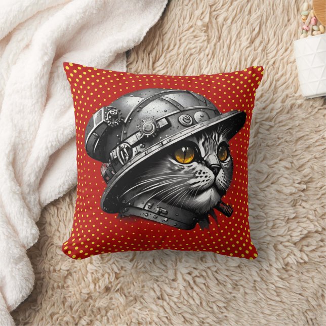 Steampunk Cat Throw Pillow - Pop Art Meets Whimsy (Blanket)
