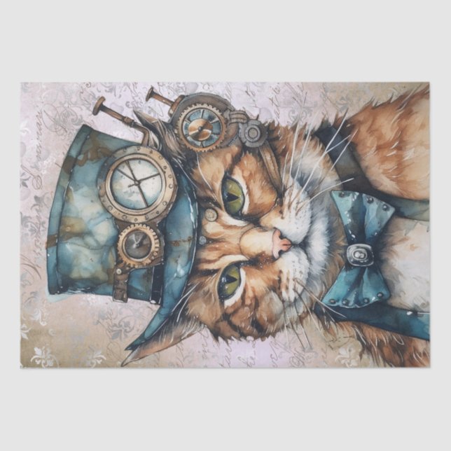 Steampunk Cat Tissue Paper (Front)