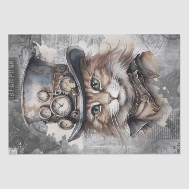 Steampunk Cat Tissue Paper (Front)
