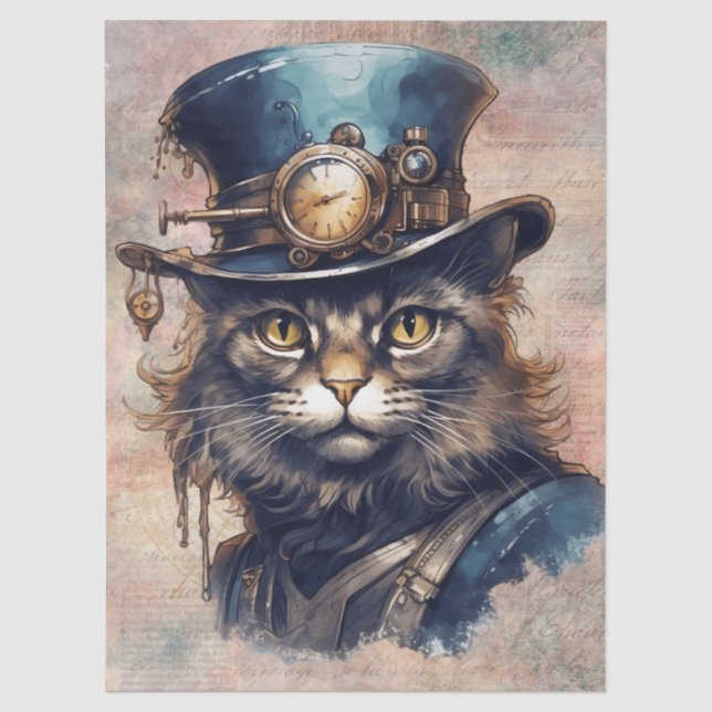 Steampunk Cat Tissue Paper (Front)