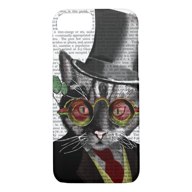 Steampunk Cat - Top Hat and red yellow glasses Case-Mate iPhone Case (Back)