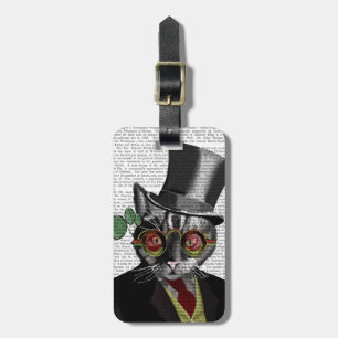 Steampunk Cat - Top Hat and red yellow glasses Luggage Tag