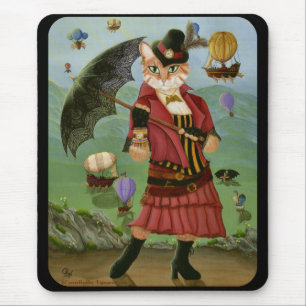 Steampunk Cat Victorian Gothic Fantasy Mousepad