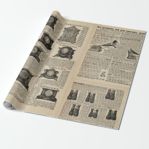 Steampunk catalogue pages wrapping paper