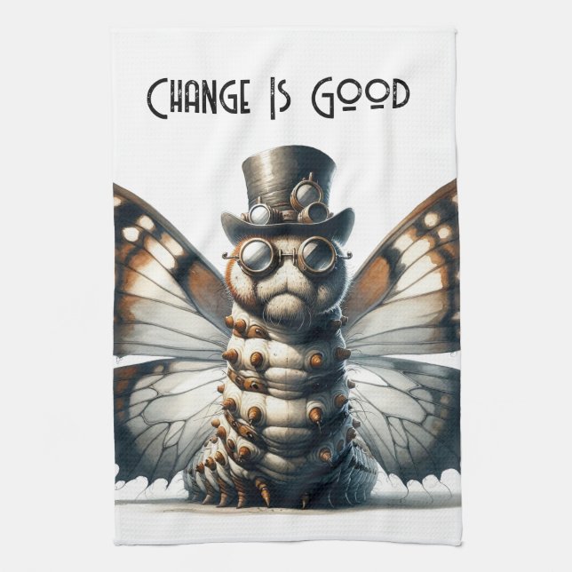 Steampunk Caterpillar Tea Towel (Vertical)