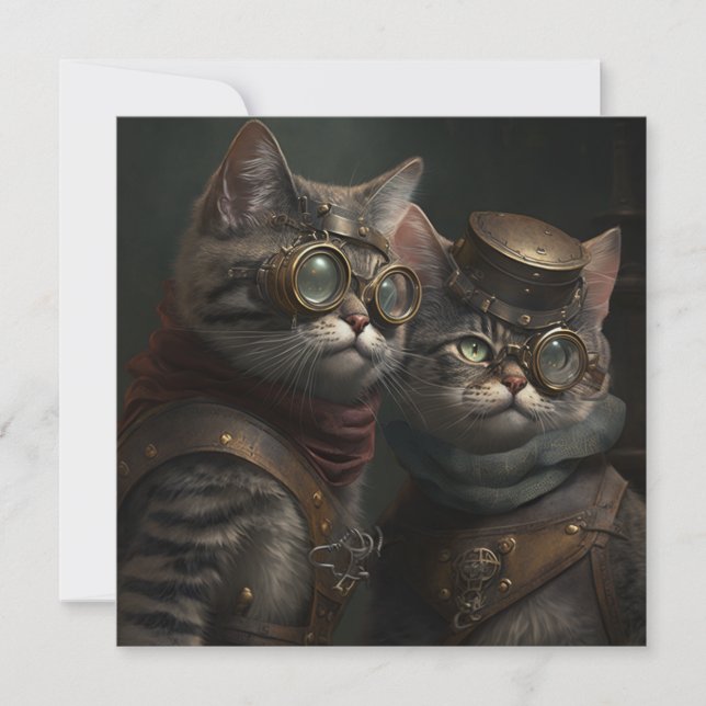 Steampunk cats card (Front)