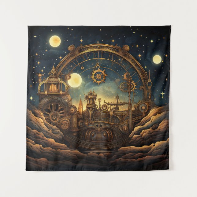 Steampunk Celestial Art Tapestry (Front)