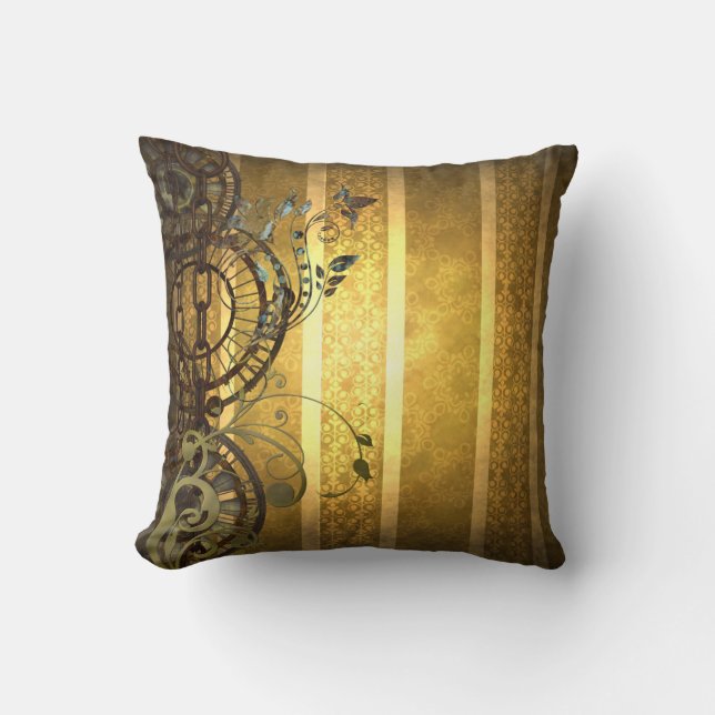 Steampunk Chains and Florals Cushion (Front)