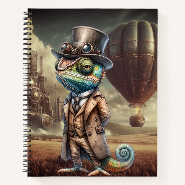 Steampunk Chameleon Spiral Notebook (Front)