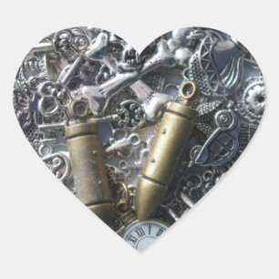 Steampunk charms heart sticker