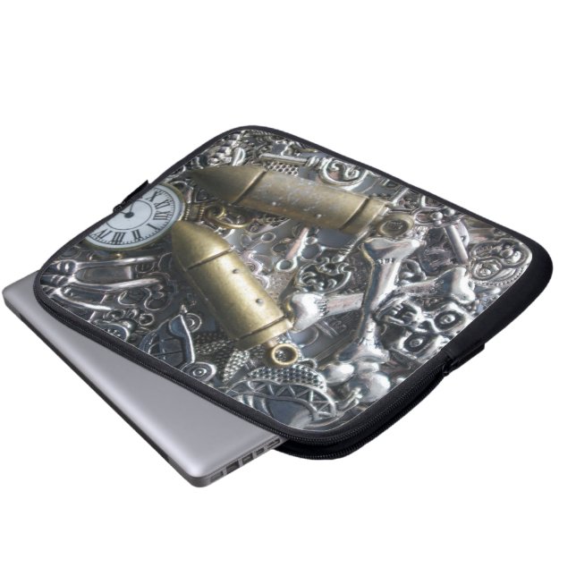 Steampunk charms laptop sleeve (Front Bottom)