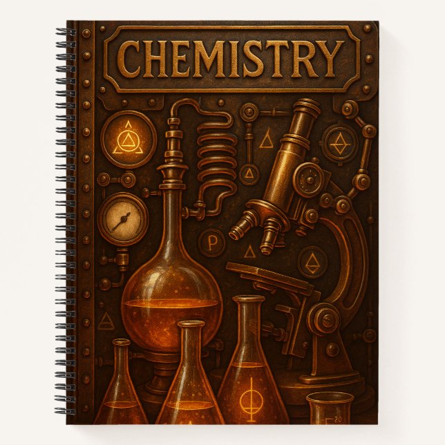 Steampunk Chemistry. Retro Science. Notebook (Front)