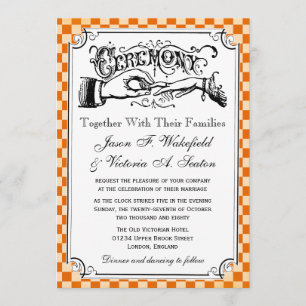 Steampunk Chequerboard Wedding Invitations