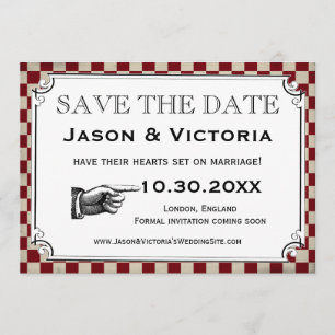 Steampunk Chequerboard Wedding Save the Date Cards