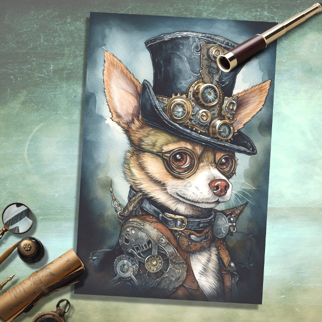 Steampunk Chihuahua 1 Decoupage Paper (Creator Uploaded)