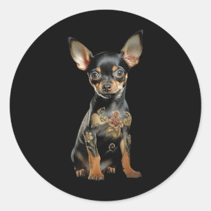 Steampunk Chihuahua Ink Tat Art Tattoo Artist Pupp Classic Round Sticker