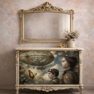 Steampunk Children Airship Decoupage Tissue Paper
