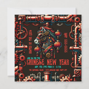 Steampunk Chinese New Year Horse Invitation