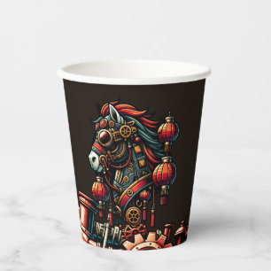 Steampunk Chinese New Year Horse Paper Cups