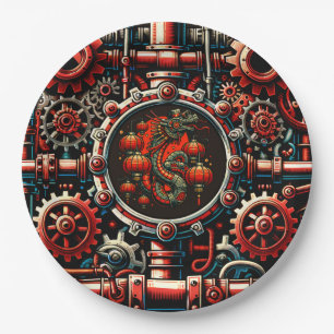 Steampunk Chinese New Year Snake Paper Plate