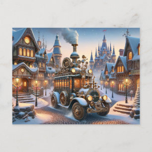 Steampunk Christmas Bus PosTcard