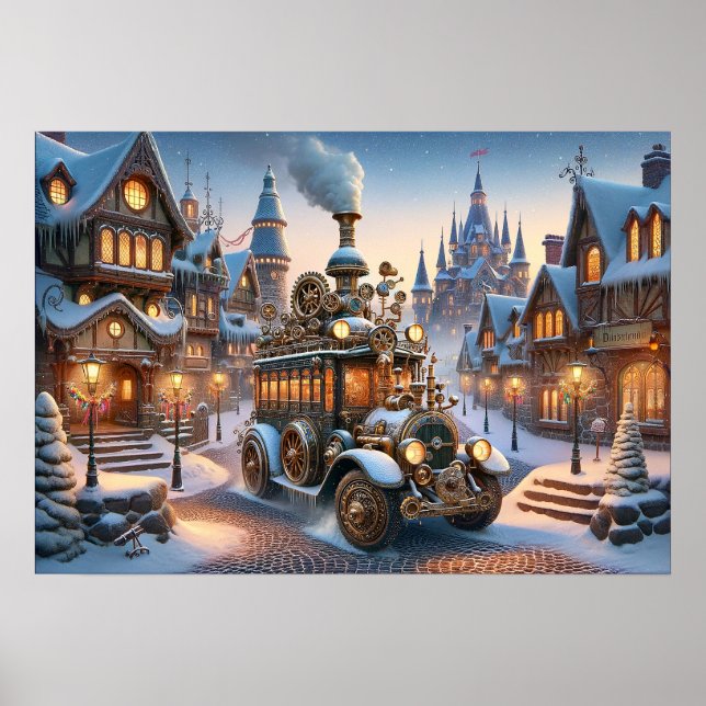 Steampunk Christmas Bus Poster (Front)