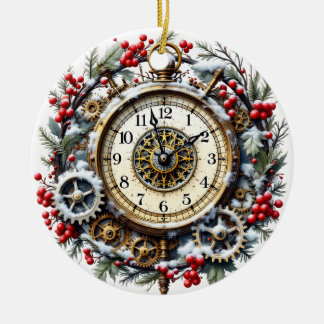 Steampunk Christmas Clock - Victorian Ornament