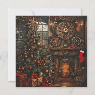 Steampunk Christmas Greeting Card