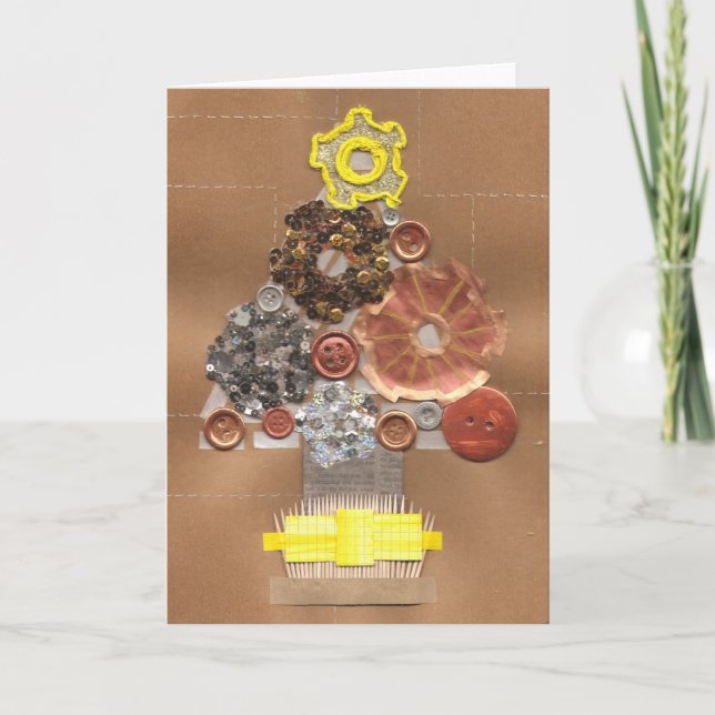 Steampunk Christmas Greeting Card (Front)