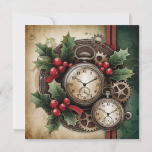 Steampunk Christmas Greeting Card