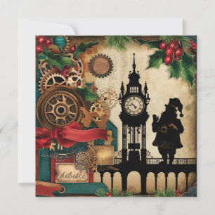 Steampunk Christmas Greeting Card