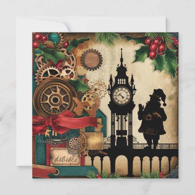 Steampunk Christmas Greeting Card (Front)