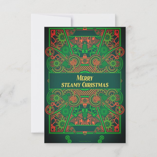 Steampunk Christmas Greeting RSVP Card (Front)